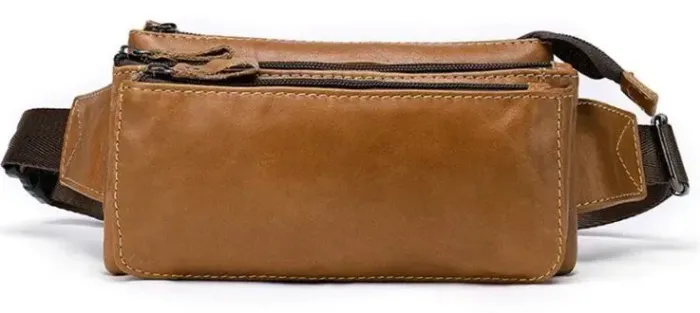 Бананка кожаная Vintage 14900 Светло-коричневая