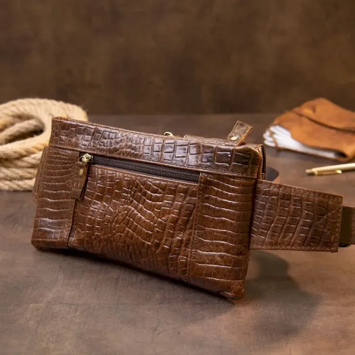 Бананка поясна під шкіру рептилії унісекс Vintage 20401