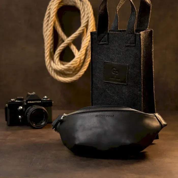 Бананка поясна унісекс вінтажна Grande Pelle 11144 Чорна