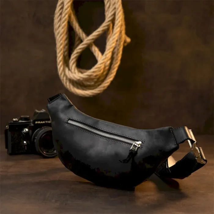 Бананка поясна унісекс вінтажна Grande Pelle 11144 Чорна