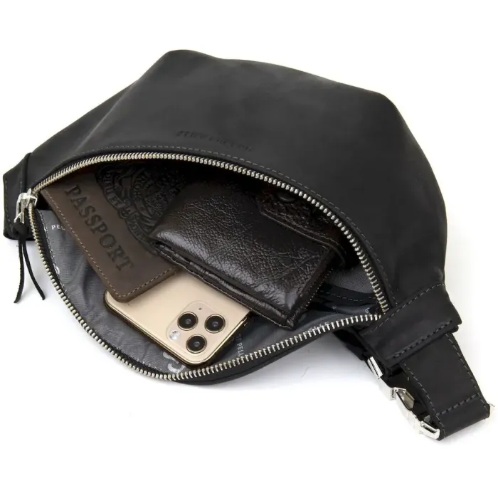 Бананка поясна унісекс вінтажна Grande Pelle 11144 Чорна