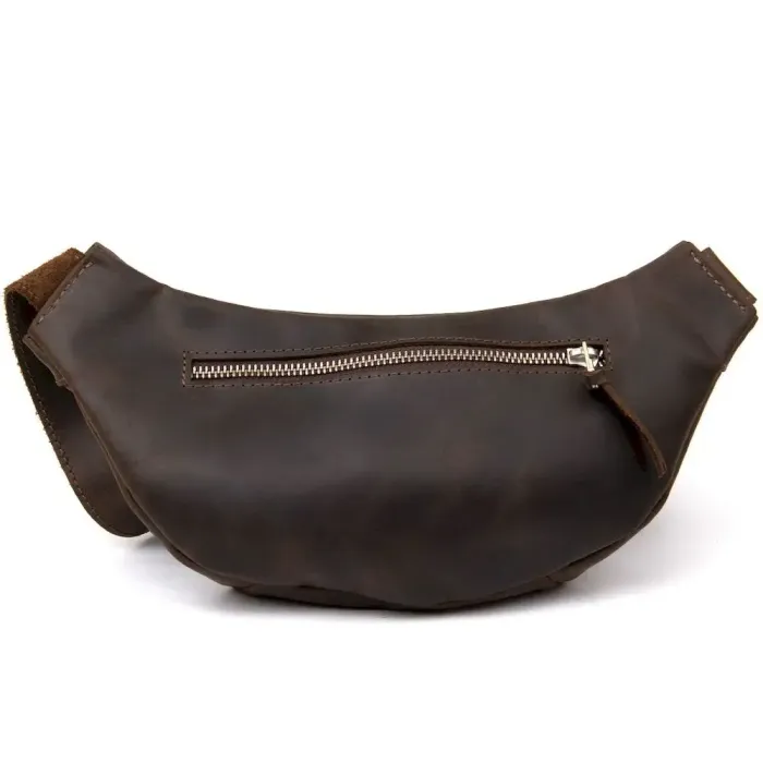 Бананка у вінтажній шкірі GRANDE PELLE 11154 Коричнева