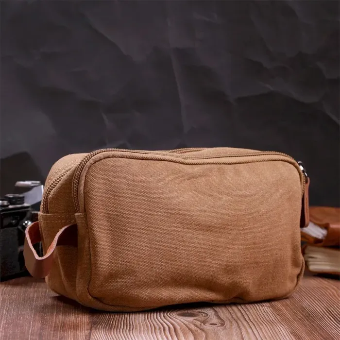 Барсетка для чоловіків на два відділення з якісного текстилю Vintage 22235 Коричневий