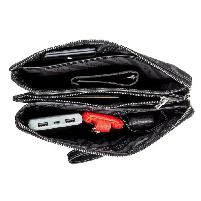 Барсетка чоловіча GRANDE PELLE 11146 в гладкій шкірі Чорна