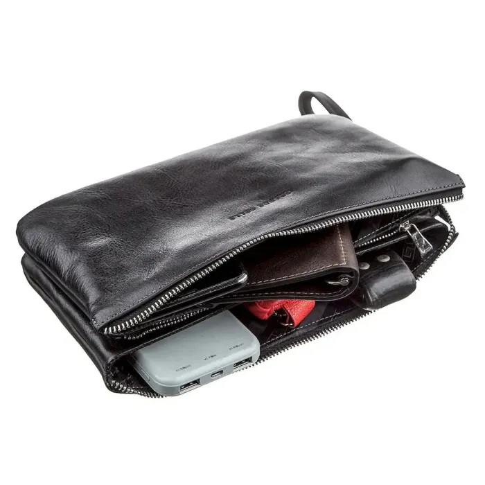 Барсетка чоловіча GRANDE PELLE 11146 в гладкій шкірі Чорна