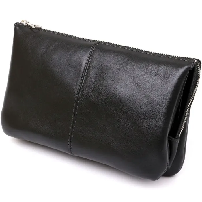 Барсетка чоловіча GRANDE PELLE 11146 в гладкій шкірі Чорна