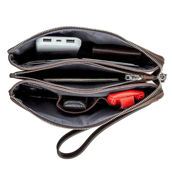 Барсетка чоловіча вінтажна GRANDE PELLE 11145 шкіряна Коричнева