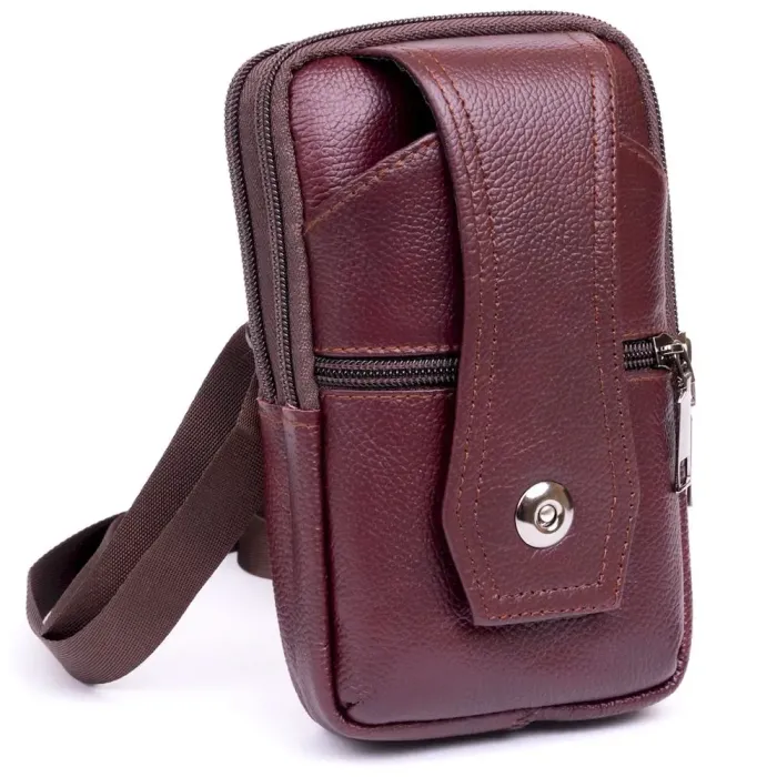 Барсетка на ремінь брюк шкіряна Vintage 20350 Коричнева