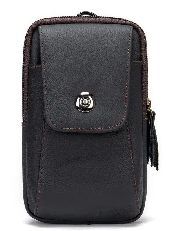 Барсетка на ремінь чоловіча шкіряна Vintage 20353 Чорна