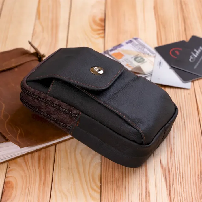 Барсетка на ремінь чоловіча шкіряна Vintage 20353 Чорна