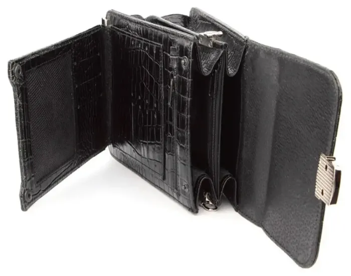 Барсетка SHVIGEL 00381 із натуральної шкіри Чорна