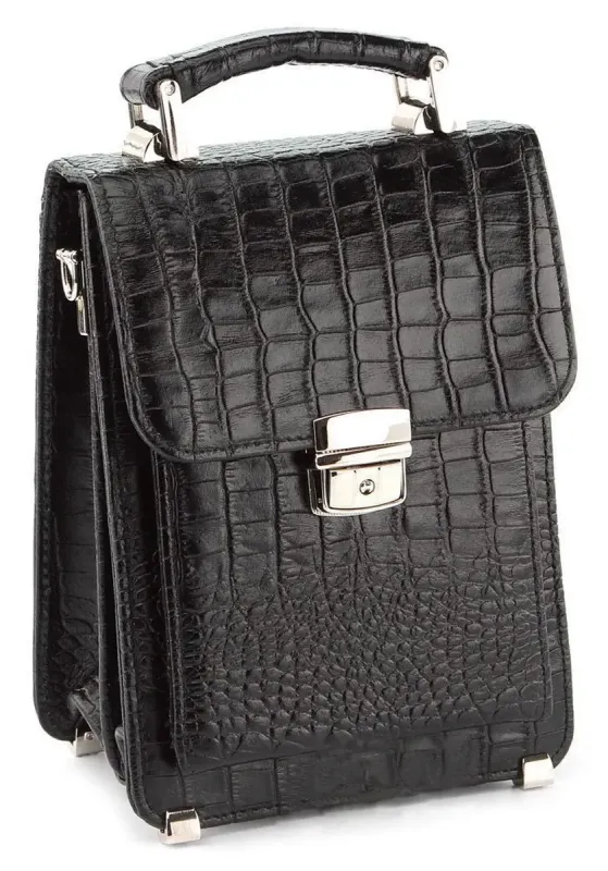 Барсетка SHVIGEL 00381 із натуральної шкіри Чорна