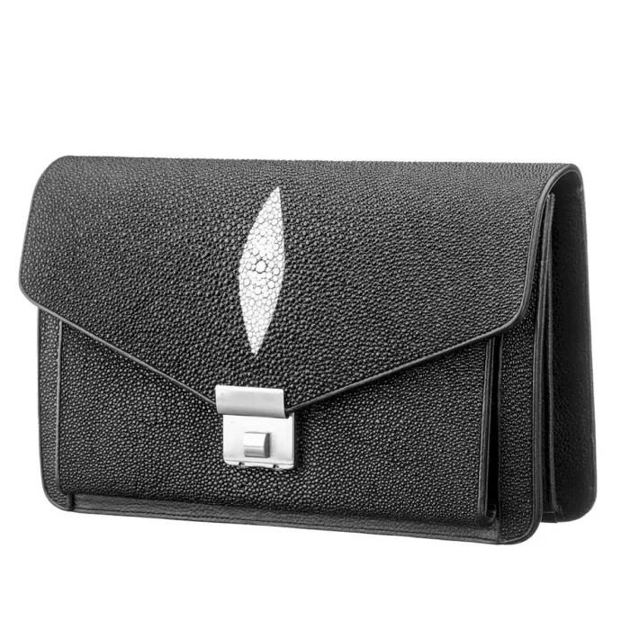 Барсетка женская STINGRAY LEATHER 18292 из натуральной кожи морского ската Черная