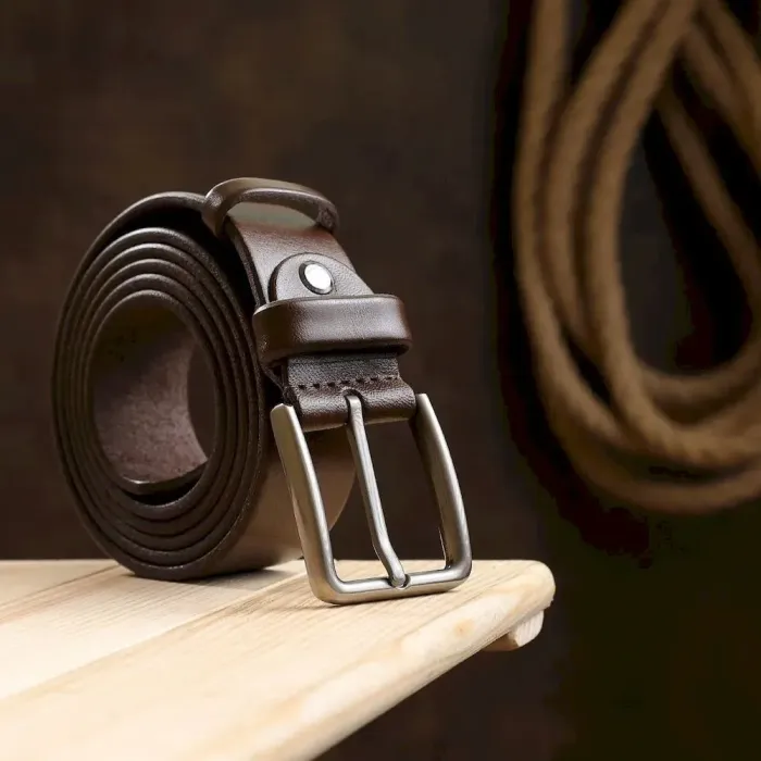 Батальний чоловічий ремінь із натуральної шкіри Vintage 20701 Коричневий