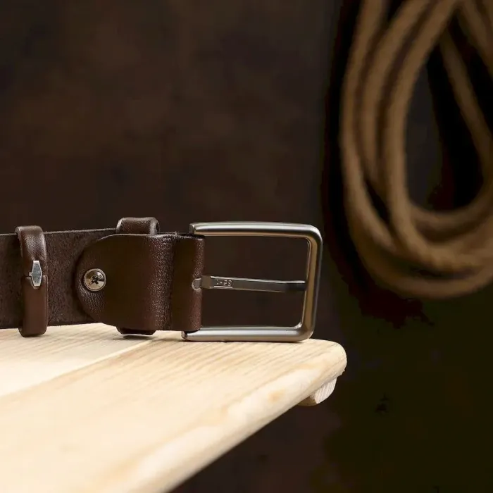 Батальний чоловічий ремінь із натуральної шкіри Vintage 20701 Коричневий