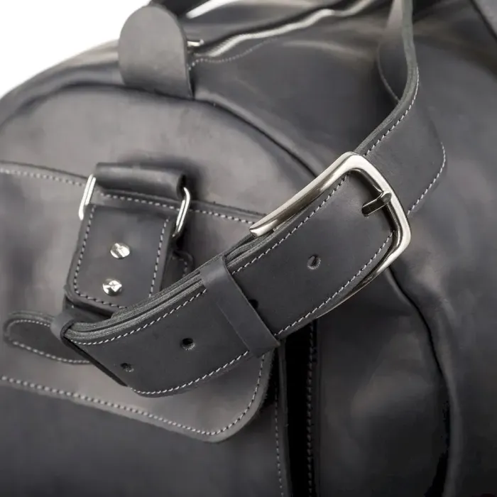 Сумка дорожня Grande Pelle 11046 із вінтажної шкіри Чорна