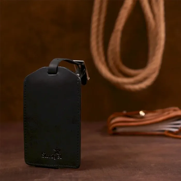 Бірка на валізу з натуральної шкіри Shvigel 16554 Чорний