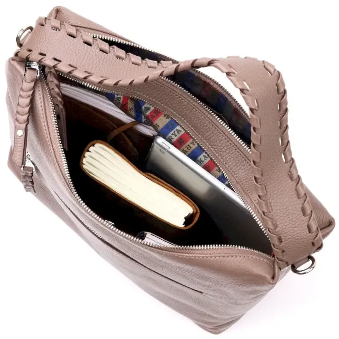 Велика шкіряна сумка жіноча KARYA 20848 Коричневий