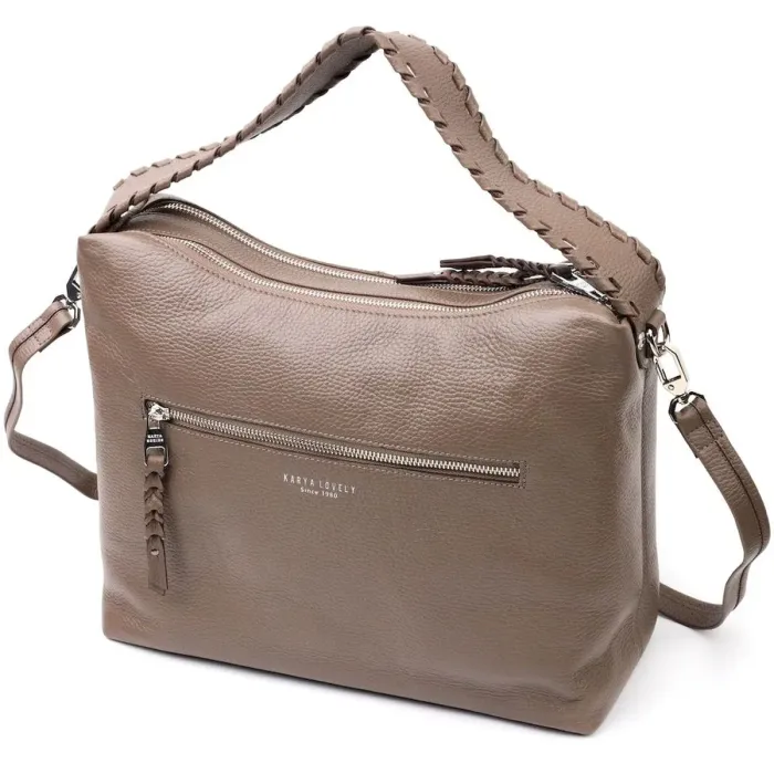 Велика шкіряна сумка жіноча KARYA 20848 Коричневий