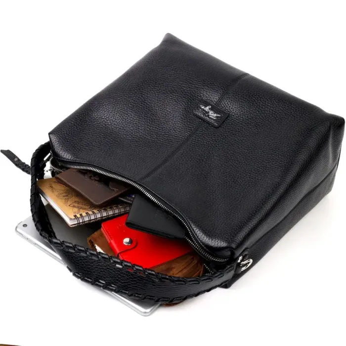 Велика жіноча шкіряна сумка KARYA 20862 Чорний