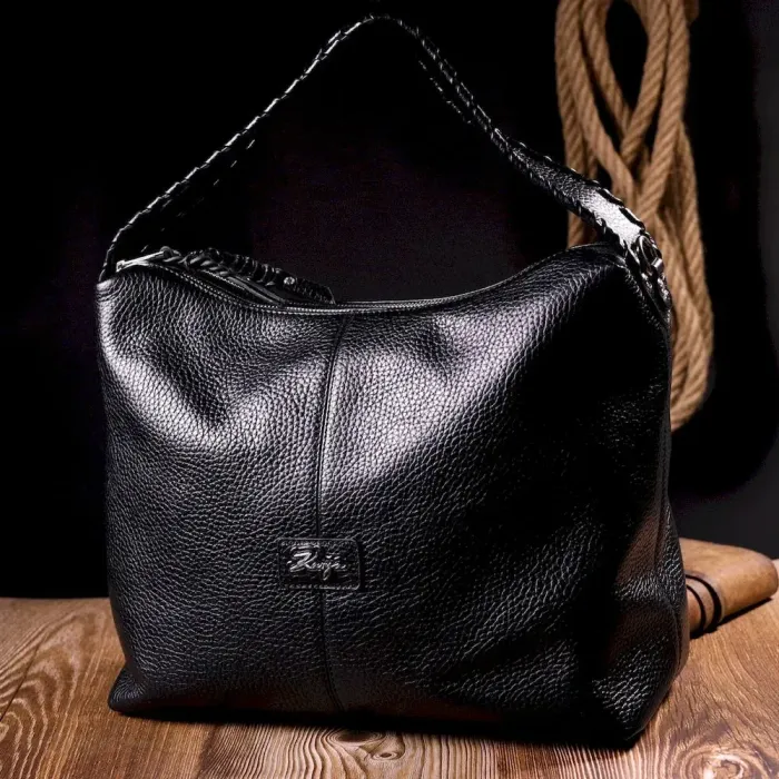 Велика жіноча шкіряна сумка KARYA 20862 Чорний