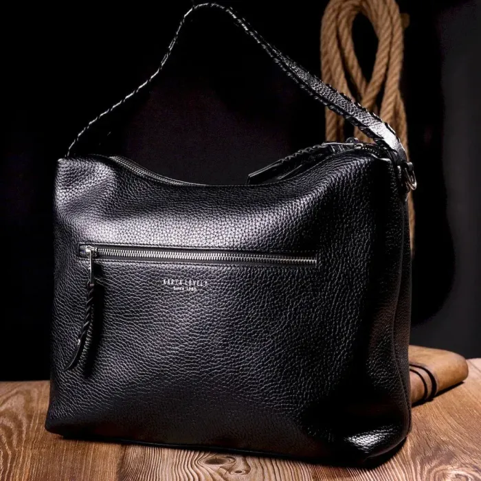 Велика жіноча шкіряна сумка KARYA 20862 Чорний