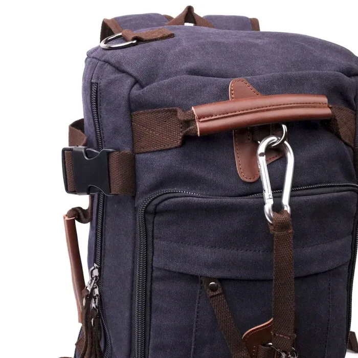 Великий рюкзак-трансформер у стилі мілітарі із щільного текстилю Vintage 22157 Чорний