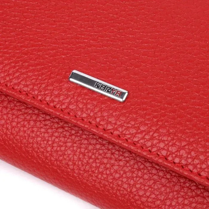 Великий жіночий шкіряний гаманець у дві додавання KARYA 21337 Червоний