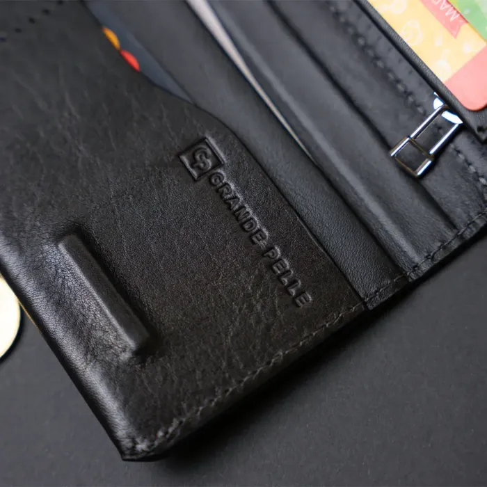 Борсетка елітна шкіряна GRANDE PELLE 11277 Чорна