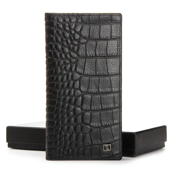 Кошелек BE Мужской кожа BRETTON 168-Q74 black croco