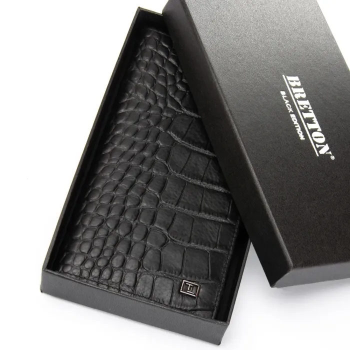 Кошелек BE Мужской кожа BRETTON 168-Q74 black croco