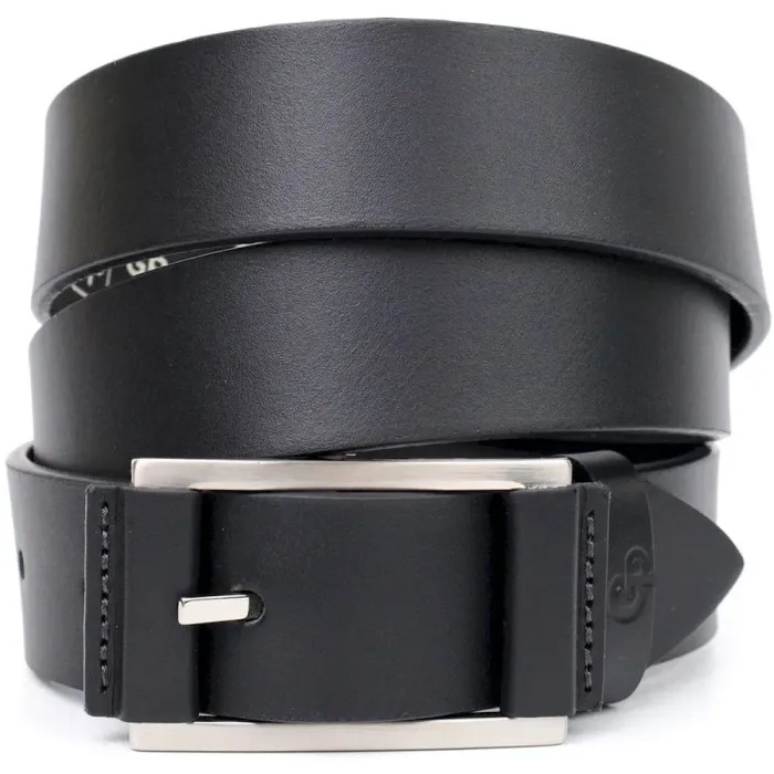 Шкіряний ремінь для чоловіків з квадратною пряжкою GRANDE PELLE 11679 Чорний