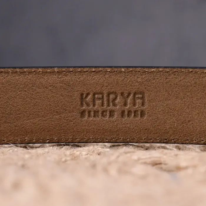 Брючный мужской ремень из натуральной кожи с тиснением под крокодила KARYA 21392 Черный