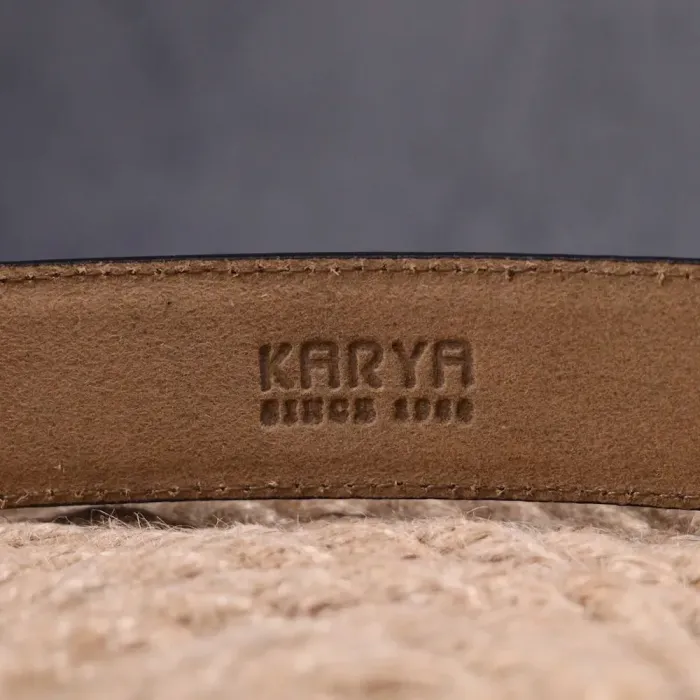 Брючный мужской ремень из натуральной кожи с тиснением под крокодила KARYA 21395 Коричневый