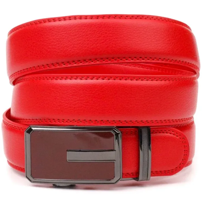 Брючний ремінь із пряжкою-автомат із натуральної шкіри Vintage 20220 Червоний