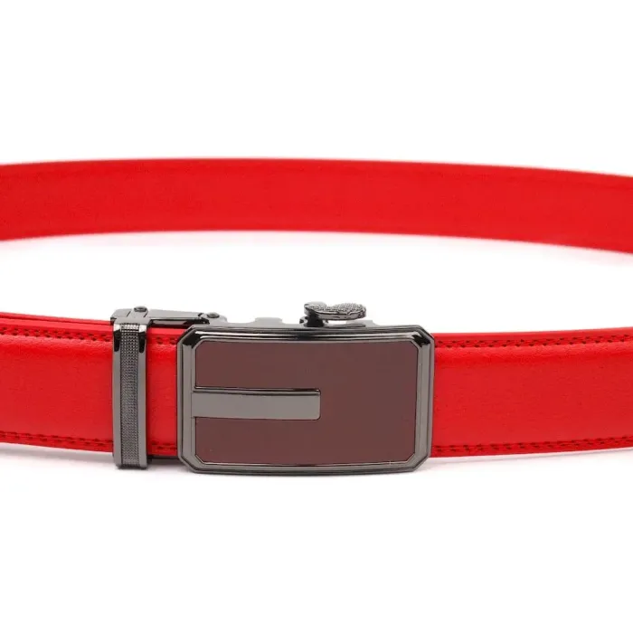 Брючний ремінь із пряжкою-автомат із натуральної шкіри Vintage 20220 Червоний