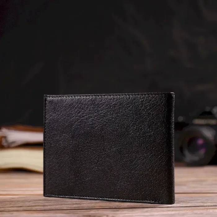Бумажник для мужчин без застежки из натуральной кожи CANPELLINI 21764 Черный