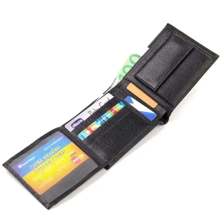 Бумажник для мужчин без застежки из натуральной кожи CANPELLINI 21764 Черный
