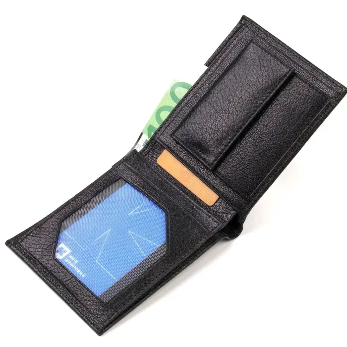 Бумажник для мужчин без застежки из натуральной кожи CANPELLINI 21764 Черный