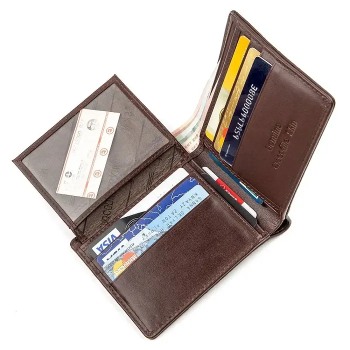 Бумажник мужской CROCODILE LEATHER 18289 из натуральной кожи крокодила Коричневый