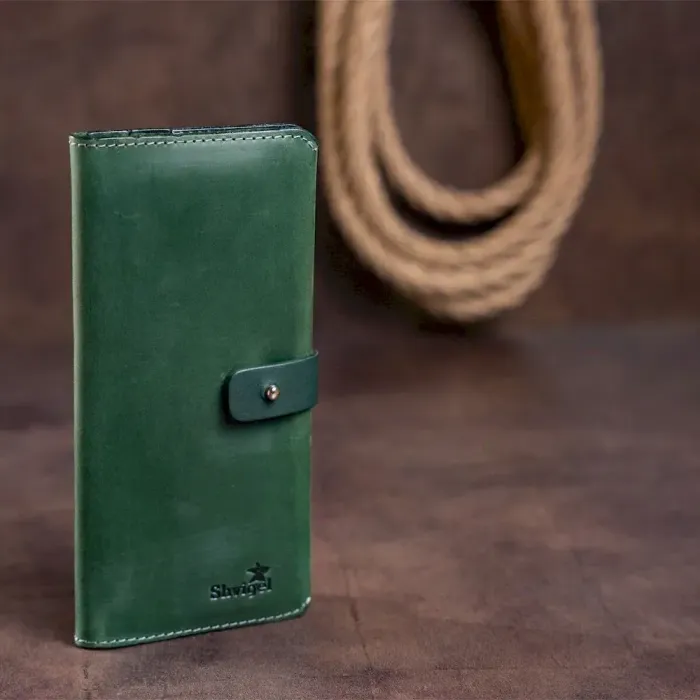 Гаманець із вінтажної шкіри SHVIGEL 16206 Зелений