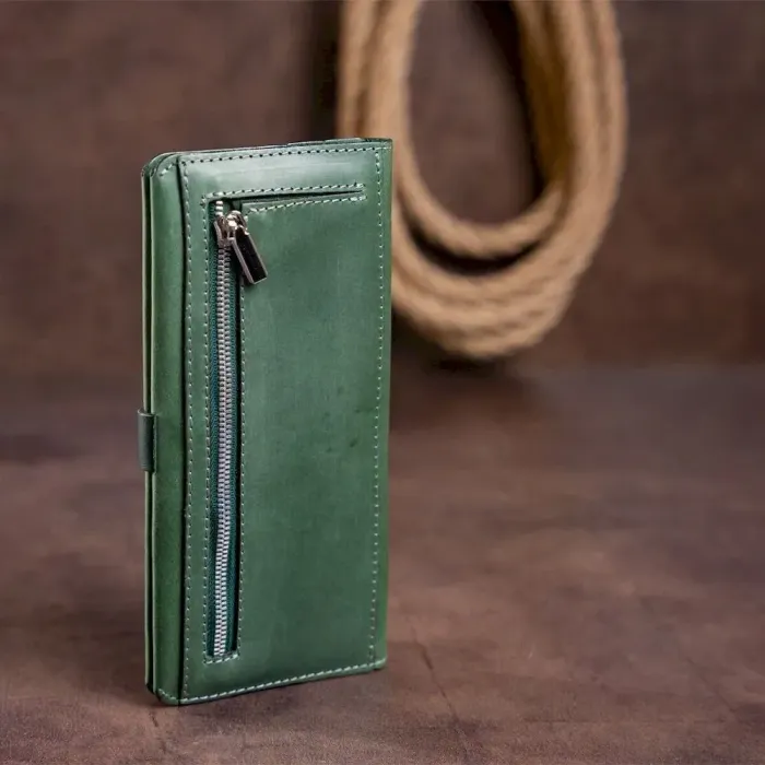 Гаманець із вінтажної шкіри SHVIGEL 16206 Зелений