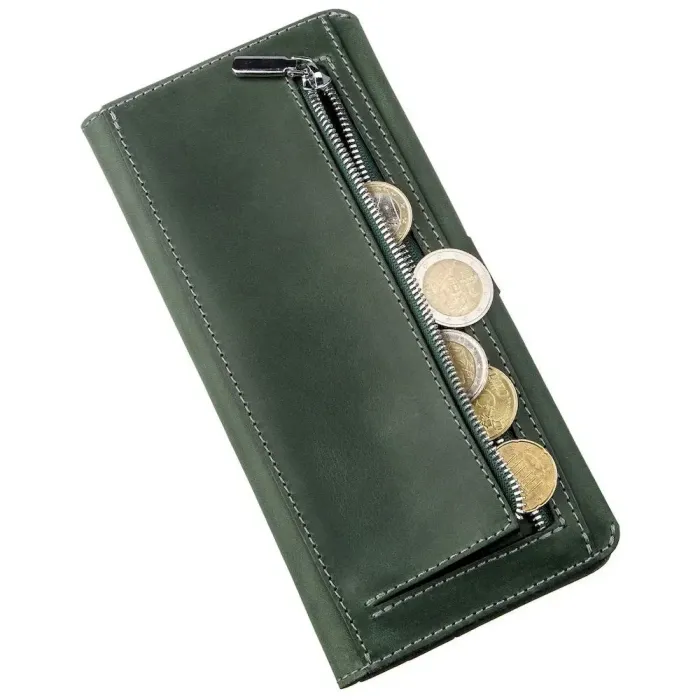 Гаманець із вінтажної шкіри SHVIGEL 16206 Зелений
