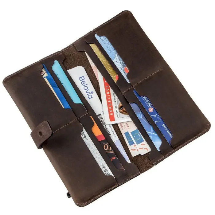 Бумажник мужской из винтажной кожи SHVIGEL 16207 Темно-коричневый