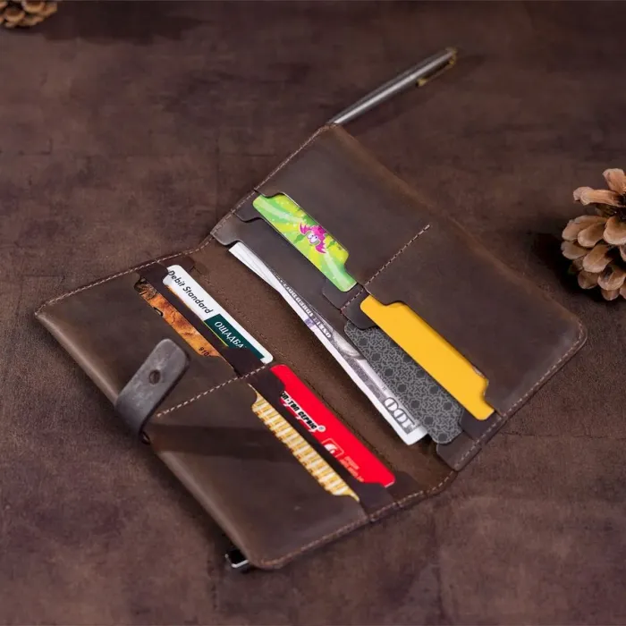 Бумажник мужской из винтажной кожи SHVIGEL 16207 Темно-коричневый