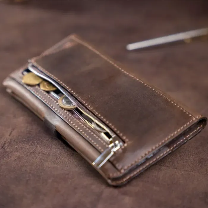 Бумажник мужской из винтажной кожи SHVIGEL 16207 Темно-коричневый