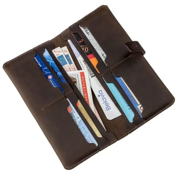 Бумажник мужской из винтажной кожи SHVIGEL 16207 Темно-коричневый