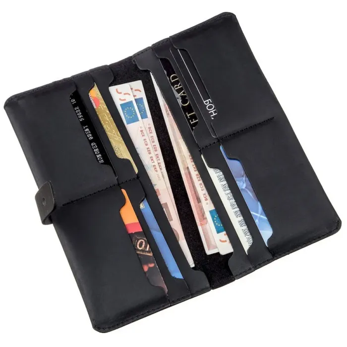 Гаманець чоловічий із вінтажної шкіри SHVIGEL 16209 Чорний