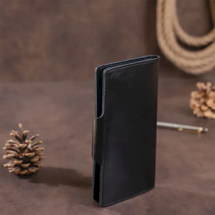 Гаманець чоловічий вертикальний зі шкіри алькор на кнопках SHVIGEL 16173 Чорний