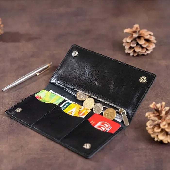 Бумажник мужской вертикальный из кожи алькор SHVIGEL 16195 Черный